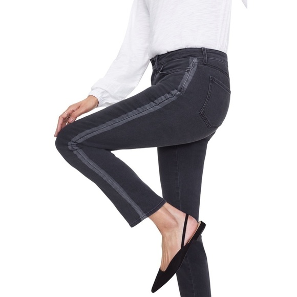 NYDJ Sheri Slim Side Stripe Jeans Black & Grey Size 4 New - Picture 8 of 9